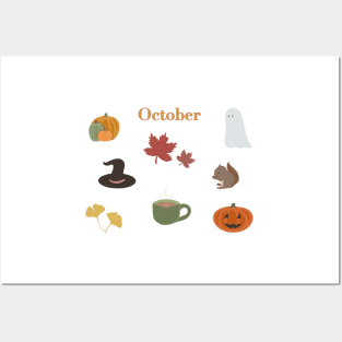 Cute October Essential Doodles Posters and Art